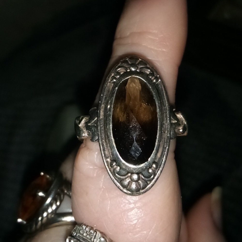 Elegant Sterling Silver and Smokey Topaz Ring